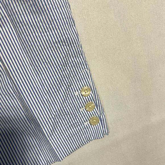 Talbots Slim Ankle Seersucker Pants with Buttons Blue & White - Size 18W - Picture 6 of 10